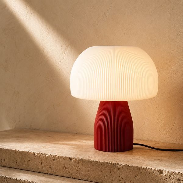 Дизайнерський світильник Boldness Cocoon Glow (з лампою Едісона), білий, червона основа 190526-01 фото