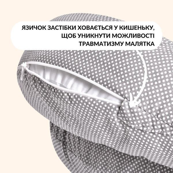 Подушка для годування диван 60х70х16 см бавовна антиалергенне волокно смужка сіра 8-35409*002 фото