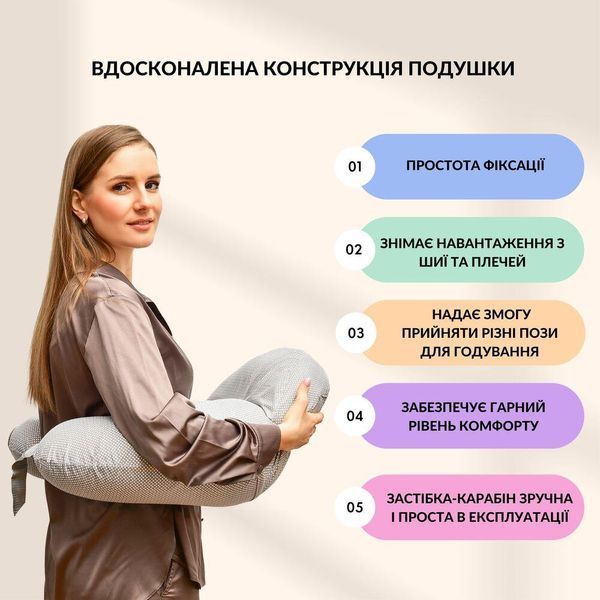 Подушка для годування диван 60х70х16 см бавовна антиалергенне волокно смужка сіра 8-35409*002 фото