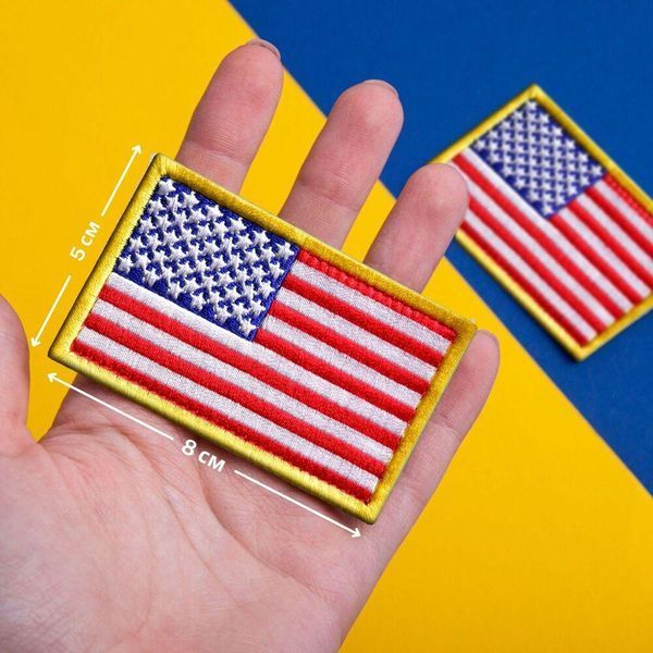 Набор шевронов 2 шт на липучке Флаг США, вышитый патч нашивка 5х8 см 800029787 фото