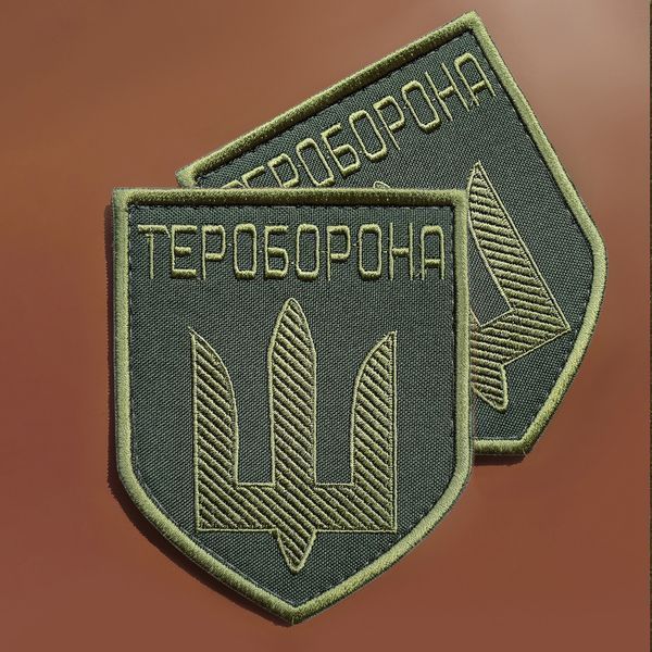 Шеврон нашивка на липучке Тероборона, вышитый патч 8,5х10 см 800029421 фото