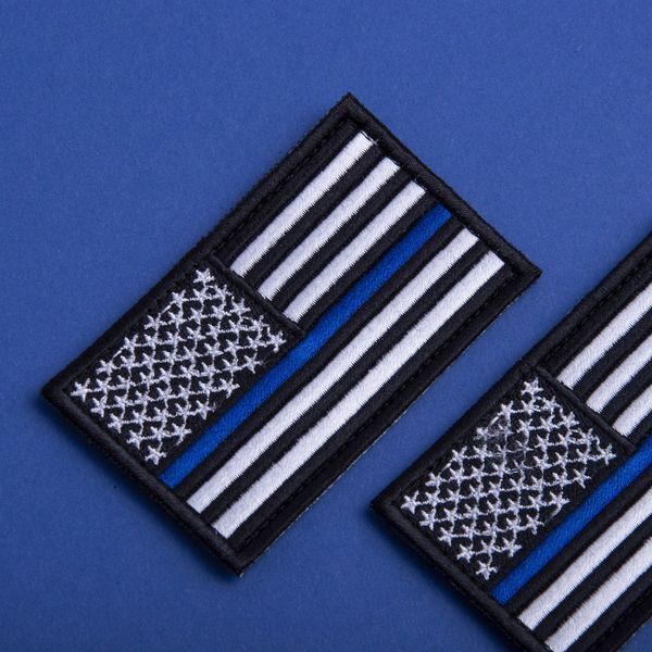 Набор шевронов 2 шт с липучкой Флаг Полиции США, вышитый патч 5х8 см 800029877 фото