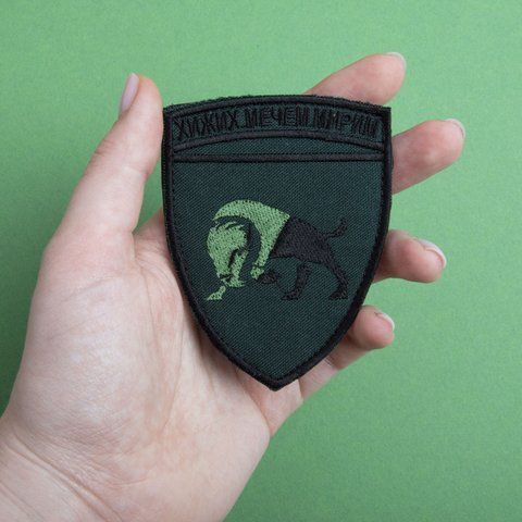 Шеврон нашивка на липучці Хижих мечем миримо 8х6,5 см зелений 800029675*001 фото