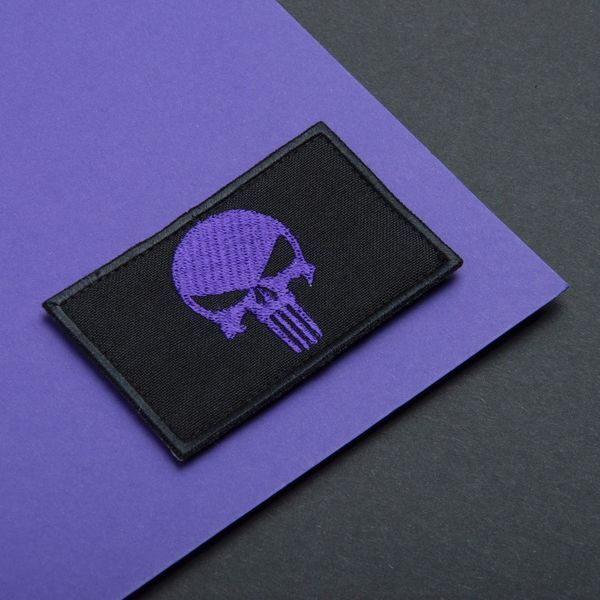 Набор шевронов 2 шт. с липучкой PUNISHER Череп Каратель фиолетовый, вышитый патч 5х8 см 800029913 фото