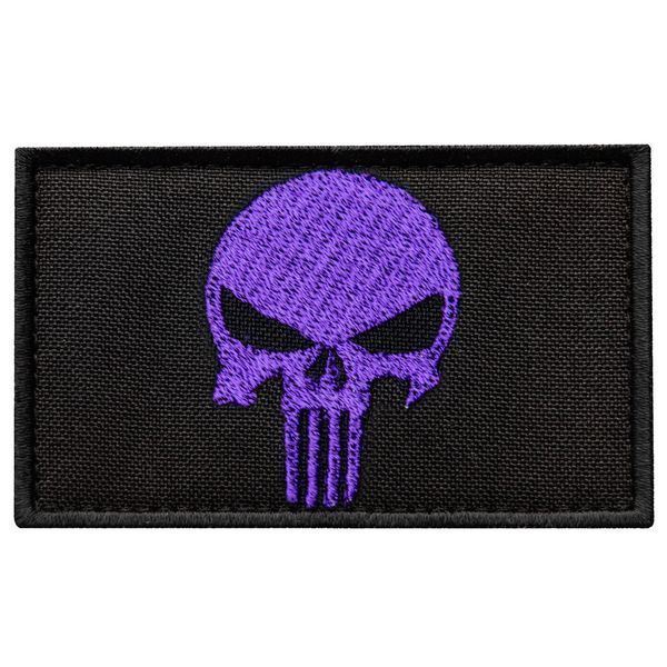 Набор шевронов 2 шт. с липучкой PUNISHER Череп Каратель фиолетовый, вышитый патч 5х8 см 800029913 фото