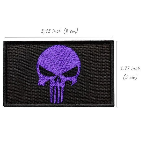 Набор шевронов 2 шт. с липучкой PUNISHER Череп Каратель фиолетовый, вышитый патч 5х8 см 800029913 фото
