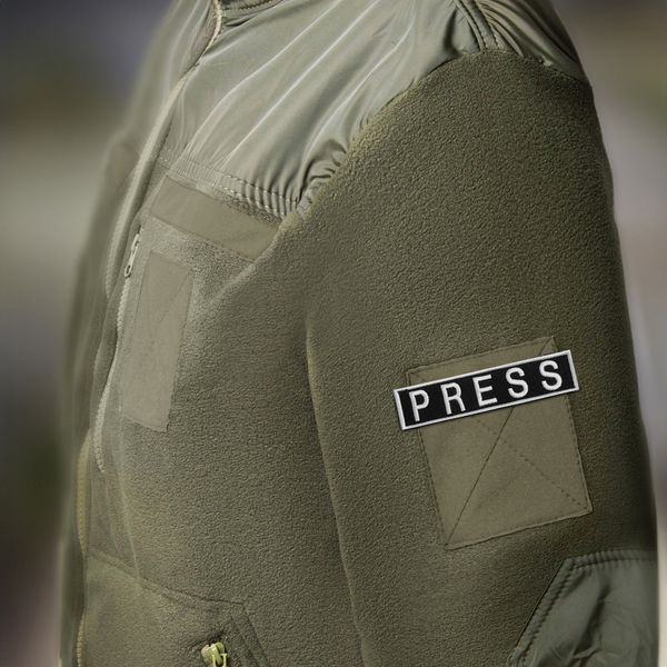 Шеврон нашивка на липучке для журналистов PRESS ПРЕССА, вышитый патч 2,5х11,5 см 800029519 фото