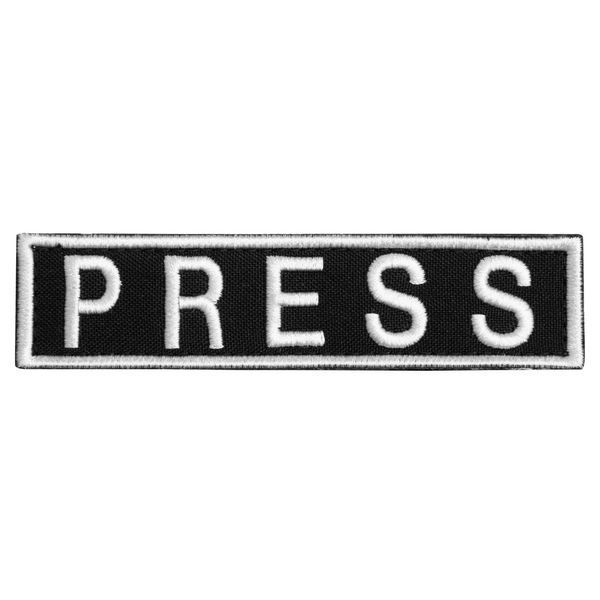 Шеврон нашивка на липучке для журналистов PRESS ПРЕССА, вышитый патч 2,5х11,5 см 800029519 фото