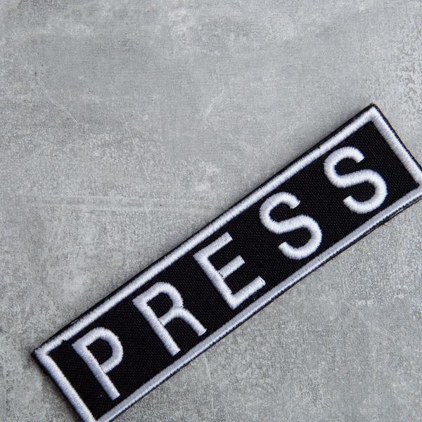 Шеврон нашивка на липучке для журналистов PRESS ПРЕССА, вышитый патч 2,5х11,5 см 800029519 фото