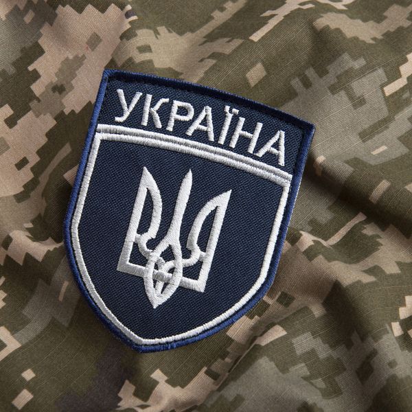 Набор шевронов 2 шт на липучке Укрзалізниця Україна 7х9 см синий рамка синня 800030067 фото