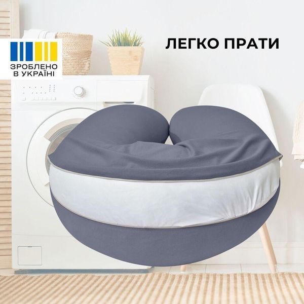 Подушка для вагітних і годування 30х190 см SeiDesign трикотаж гіпоалергенна, наволочка з бавовни на блискавці сіра 8-36178*004 фото