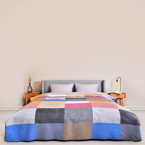 Плед покрывало хлопковое Kassandra TM IDEIA 150x220 см квадро 8-29914*009 фото