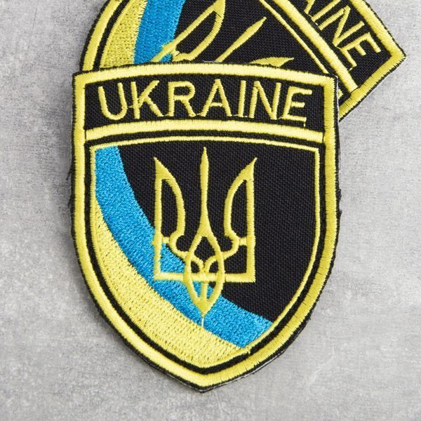Шеврон нашивка на липучке Тризуб Украины UKRAINE, вышитый патч 6,5х8 см 800029537 фото