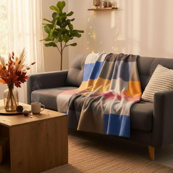 Плед покрывало хлопковое Kassandra TM IDEIA 150x220 см квадро 8-29914*009 фото