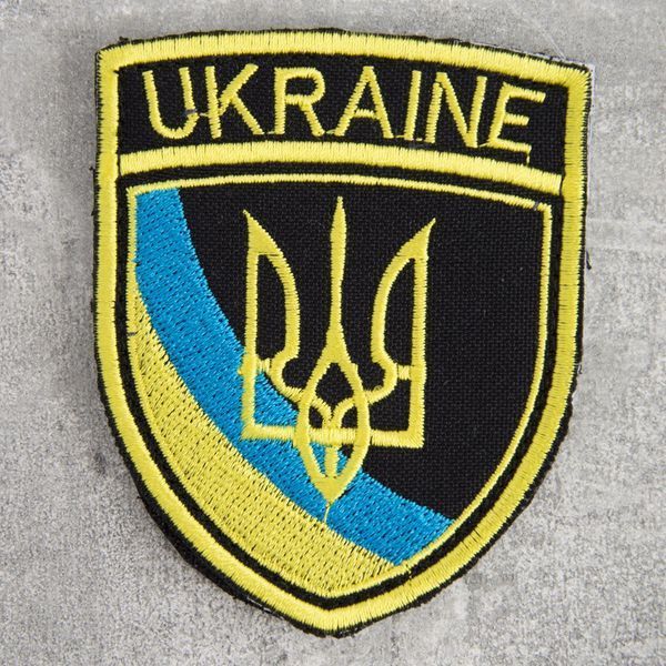 Шеврон нашивка на липучке Тризуб Украины UKRAINE, вышитый патч 6,5х8 см 800029537 фото