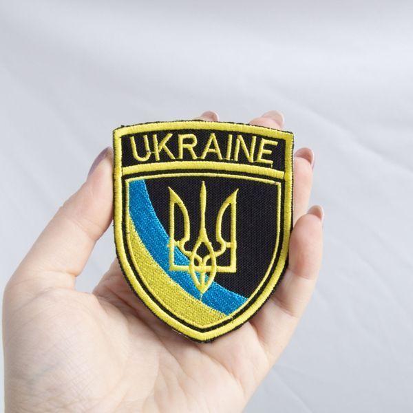 Шеврон нашивка на липучке Тризуб Украины UKRAINE, вышитый патч 6,5х8 см 800029537 фото