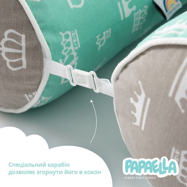 Бортик-валик защитный мультифункциональный ТM PAPAELLA 60х15 см, 120х15 см корона м'ята/корона беж 8-34533*004 фото