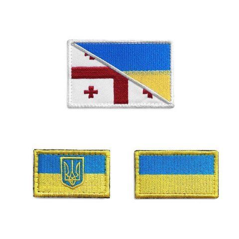 Набір шевронів на липучці Україна та Грузія 3 шт. 800029489 фото