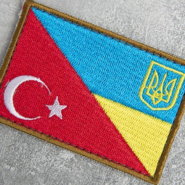Шеврон на липучці прапор Україна та Туреччина 5х8 см 800029530 фото