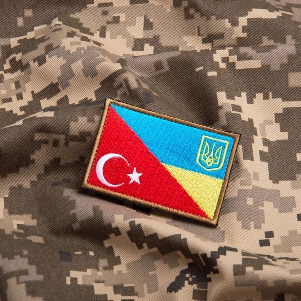 Шеврон на липучці прапор Україна та Туреччина 5х8 см 800029530 фото