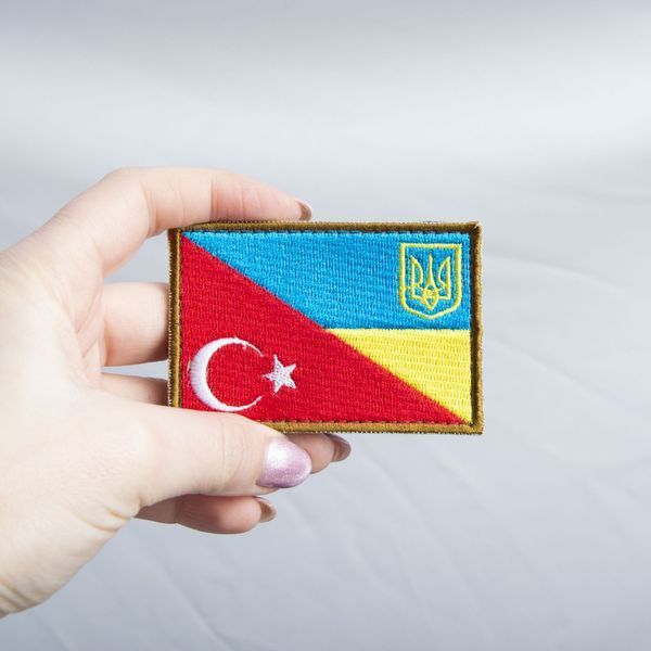 Шеврон на липучці прапор Україна та Туреччина 5х8 см 800029530 фото