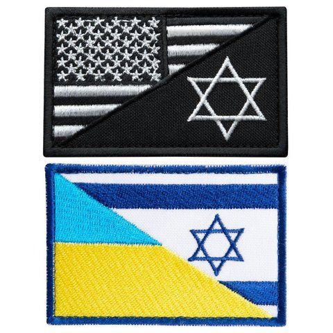 Набір шевронів 2 шт на липучці Прапор України та Ізраїлю, США, вишитий патч 800029906 фото