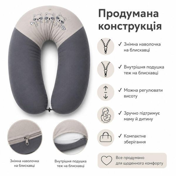 Подушка для вагітних і годування ТМ PAPAELLA з ґудзиком 30х190 см горошок сірий 8-31481*001 фото
