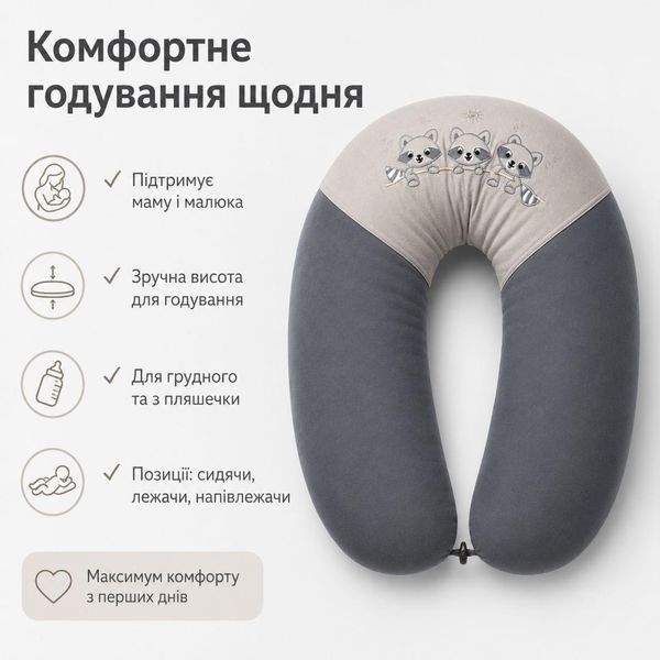 Подушка для вагітних і годування ТМ PAPAELLA з ґудзиком 30х190 см горошок сірий 8-31481*001 фото