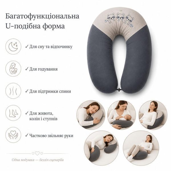 Подушка для вагітних і годування ТМ PAPAELLA з ґудзиком 30х190 см горошок сірий 8-31481*001 фото