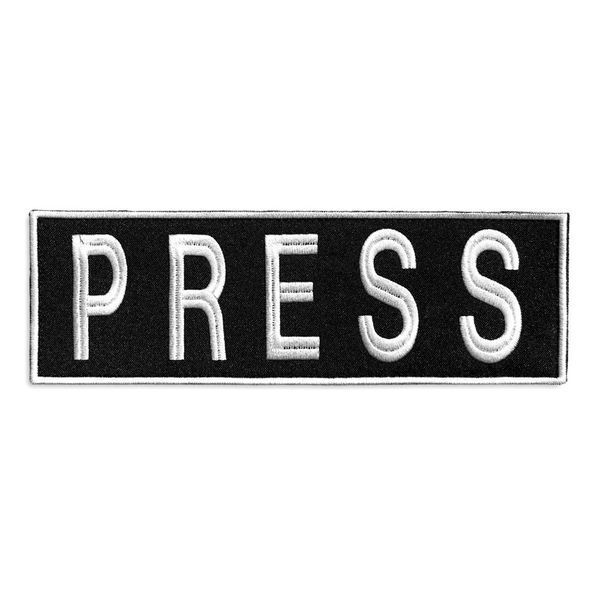 Шеврон нашивка на липучке для журналистов PRESS ПРЕССА, вышитый патч 8х25 см 800029419 фото