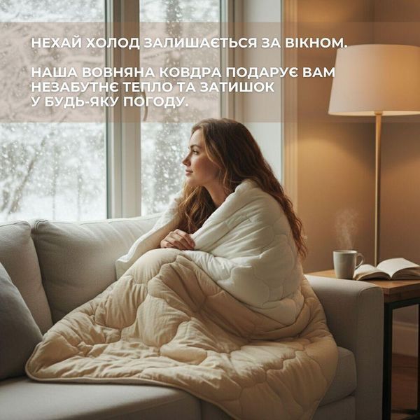 Одеяло шерстяное Woolly 140х210 см IDEIA 400 гр/м2 зимнее, теплое, натуральное, овечья шерсть 8-36189 фото