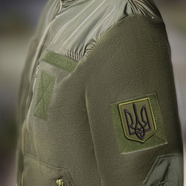 Набор шевронов 2 шт с липучкой Герб Трезубец Украины 6х8 см хаки, вышитый патч 800029903 фото
