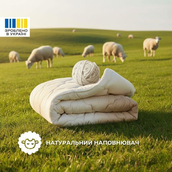 Одеяло шерстяное Woolly 140х210 см IDEIA 400 гр/м2 зимнее, теплое, натуральное, овечья шерсть 8-36189 фото