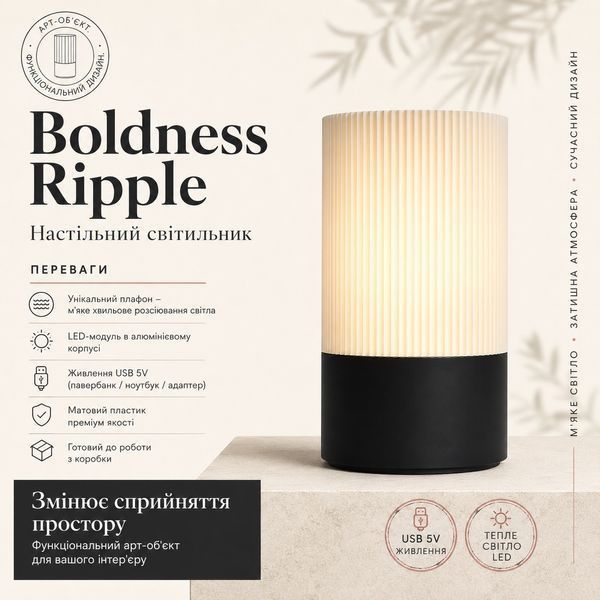 Дизайнерський LED-світильник Boldness Ripple, білий, оливкова основа 110526-01 фото