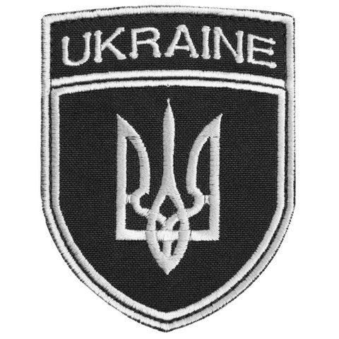 Шеврон нашивка на липучці налічний Тризуб України UKRAINE, вишитий патч 7х9 см 800029884 фото