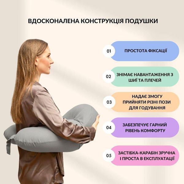 Подушка для кормления диванчик 60х70х16 см хлопок антиалергенная, для удобства мамы, с молнией серый-беж 8-36177*003 фото