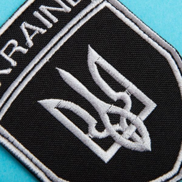 Шеврон нашивка на липучці налічний Тризуб України UKRAINE, вишитий патч 7х9 см 800029884 фото