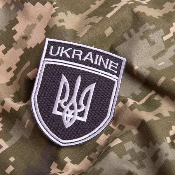 Шеврон нашивка на липучці налічний Тризуб України UKRAINE, вишитий патч 7х9 см 800029884 фото