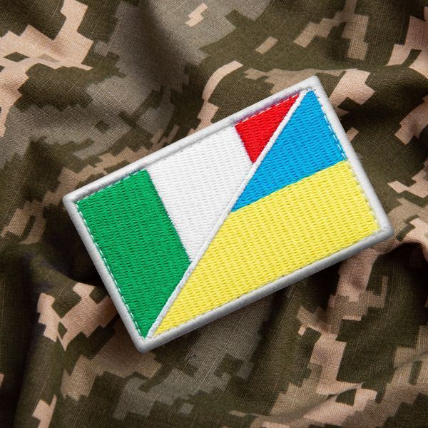 Набір шевронів 2 шт з липучкою Прапор України та Італії 5х8 см 800029929 фото
