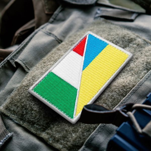 Набір шевронів 2 шт з липучкою Прапор України та Італії 5х8 см 800029929 фото