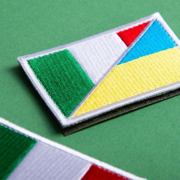 Набір шевронів 2 шт з липучкою Прапор України та Італії 5х8 см 800029929 фото