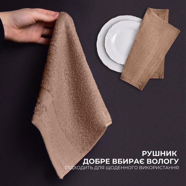Набор полотенец 6 шт 30х30 см махровые пл 550 нутаральный хлопок, салфетка, полотенце беж 8-35874*002 фото