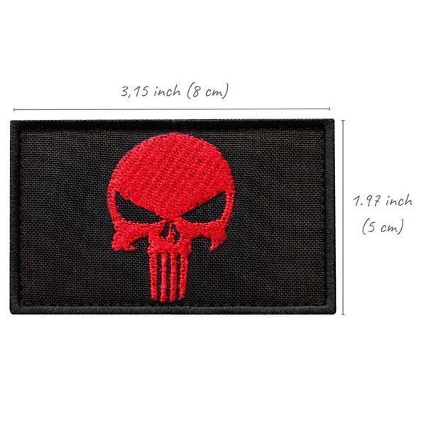 Набор шевронов 2шт с липучкой PUNISHER Череп красный, вышитый патч 5х8 см 800029806 фото