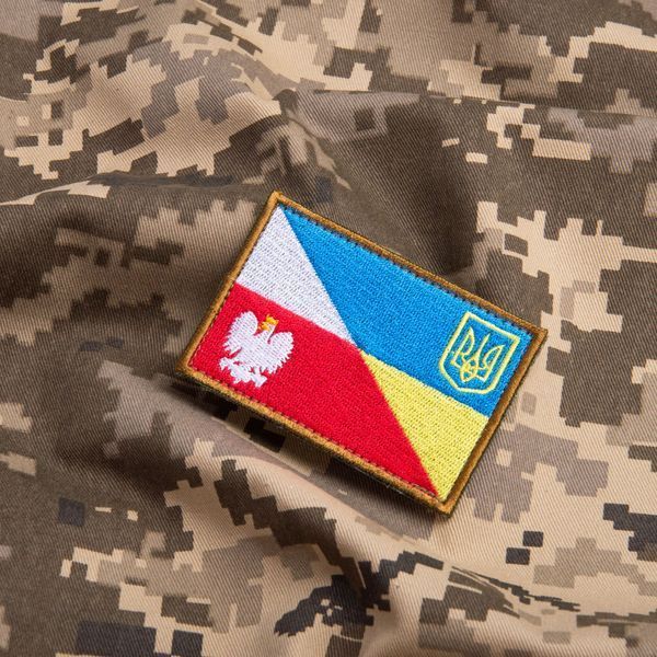 Шеврон на липучці прапор Україна та Польща 5х8 см 800029539 фото
