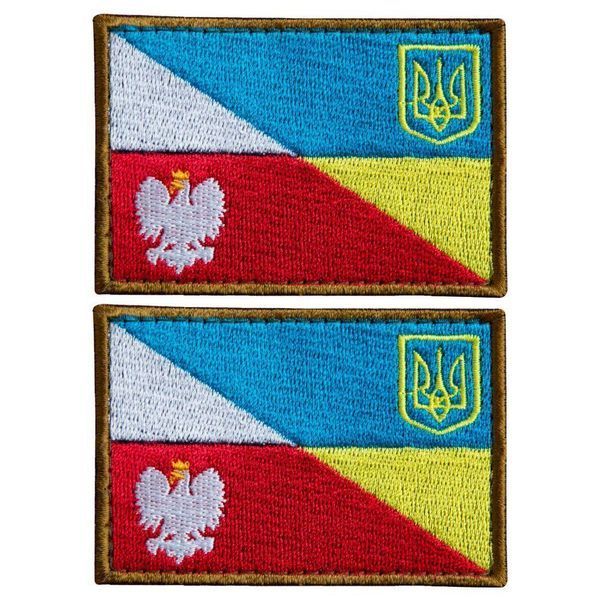 Шеврон на липучці прапор Україна та Польща 5х8 см 800029539 фото