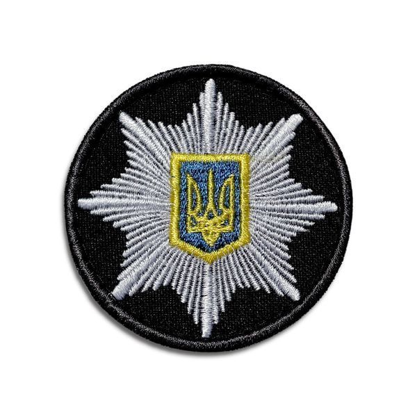 Шеврон нашивка на липучке Кокарда Полиция круглая 6 см черный 800029476*001 фото