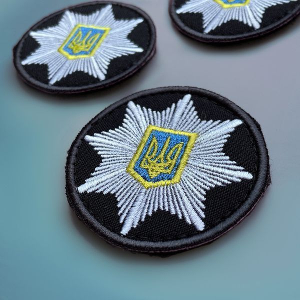 Шеврон нашивка на липучке Кокарда Полиция круглая 6 см черный 800029476*001 фото