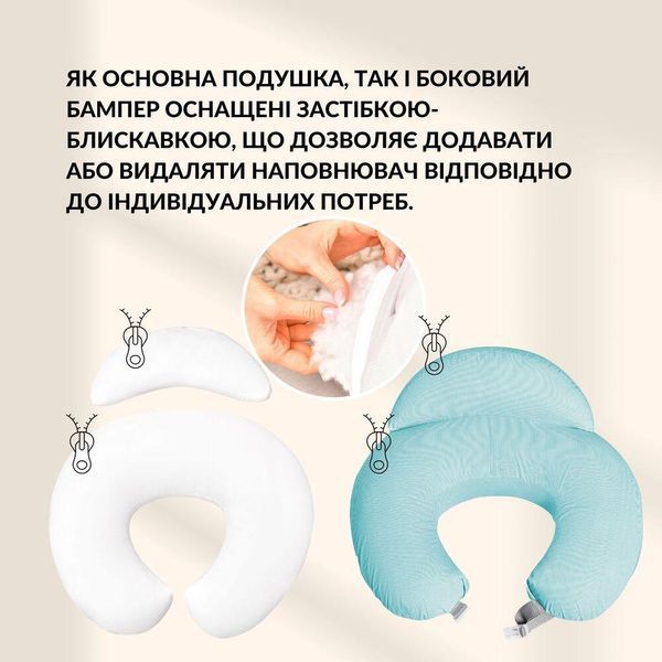 Подушка для кормления диванчик 60х70х16 см хлопок антиалергенное волокно, для удобства мамы, с молнией мята 8-35409*004 фото