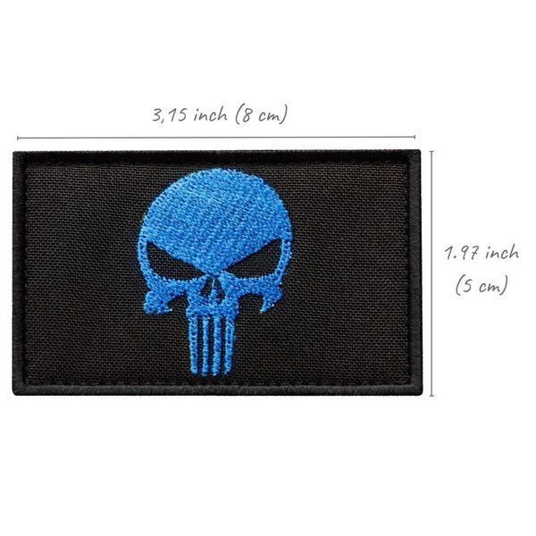 Набір шевронів 2 шт. з липучкою PUNISHER Череп Каратель синій, вишитий патч 5х8 см 800029918 фото