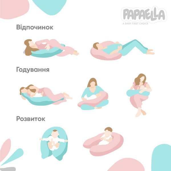 Подушка для беременных и кормления ТМ PAPAELLA 30х190 см + карабин горошек зелений 8-31885*002 фото